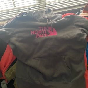 The north face Gray and pink hoodie